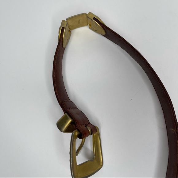 Fossil Brown Metal Hinge Accent Boho Western Belt Size L - Picture 13 of 14